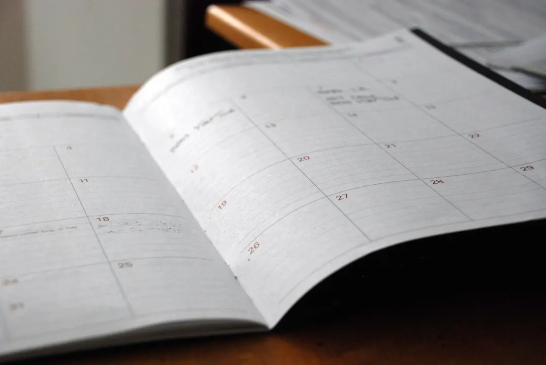 A calendar planner, representing tracking change over months