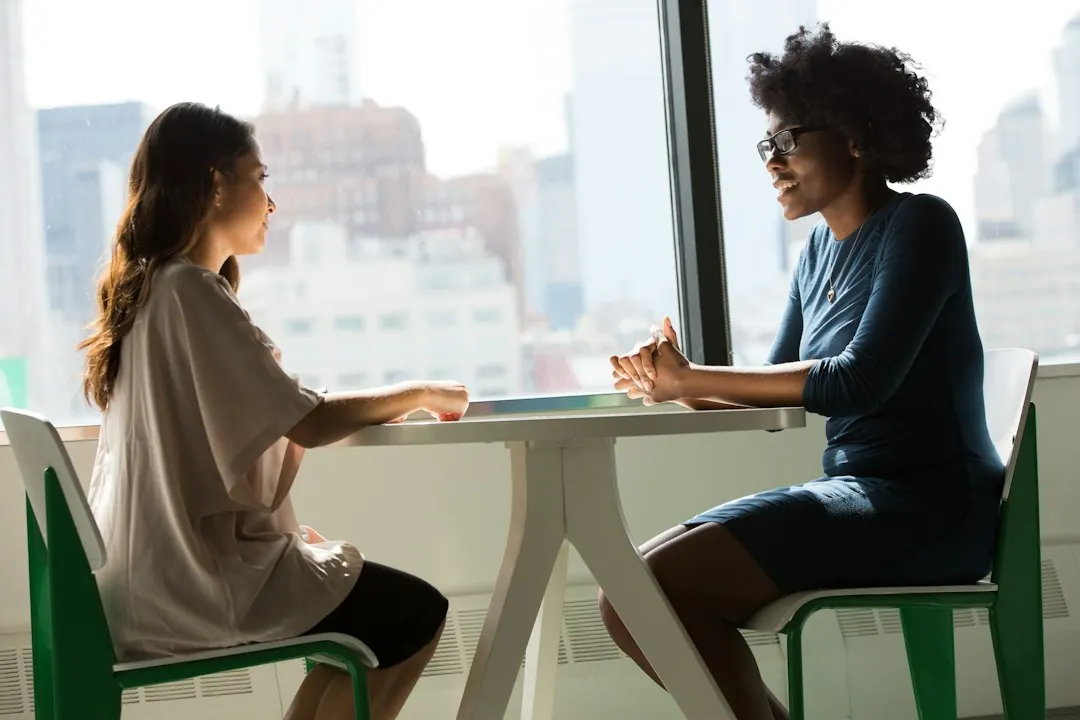 A calm, therapeutic conversation setting