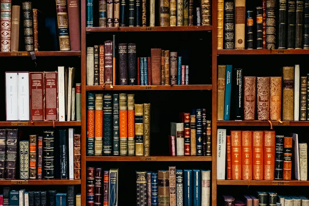 Books and research materials in a library